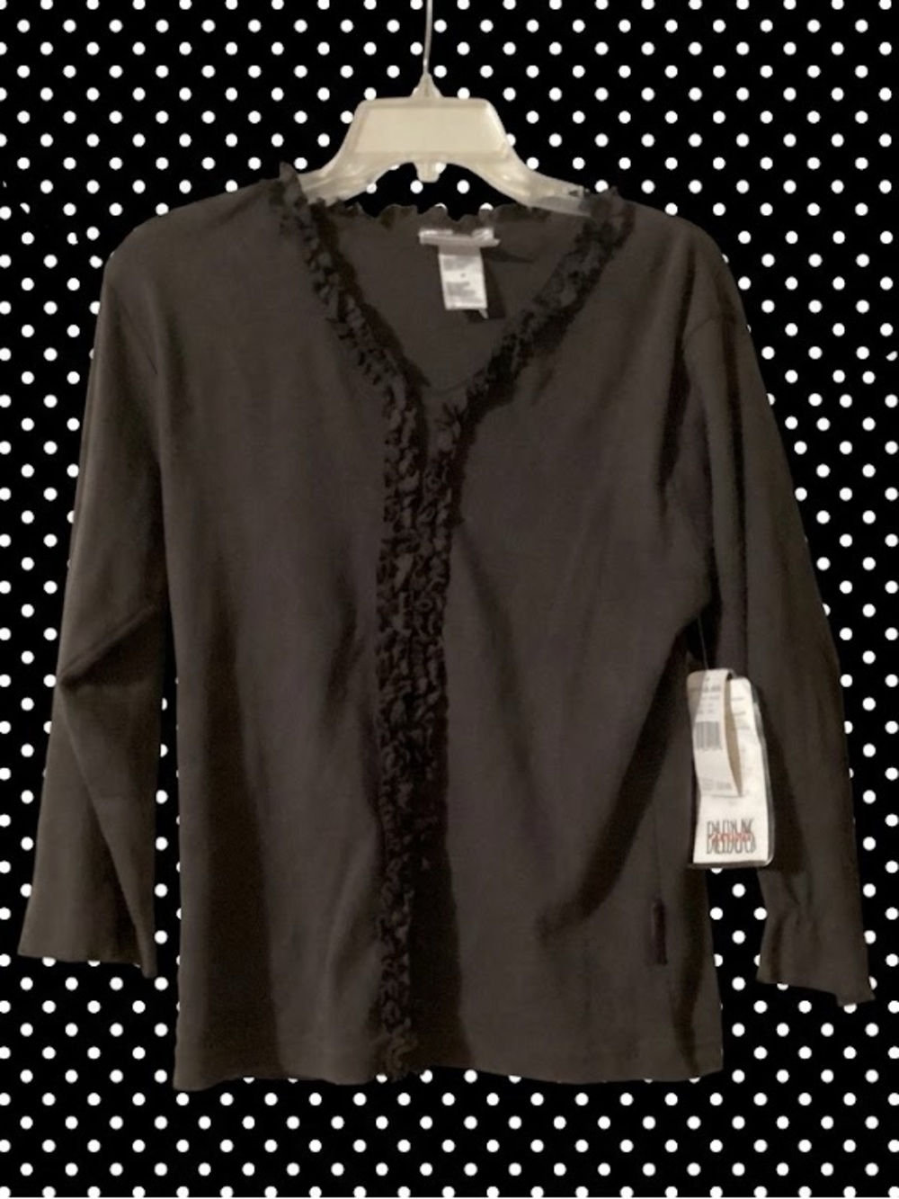 Vintage Bill Blass Black 3/4 Sleeve Top